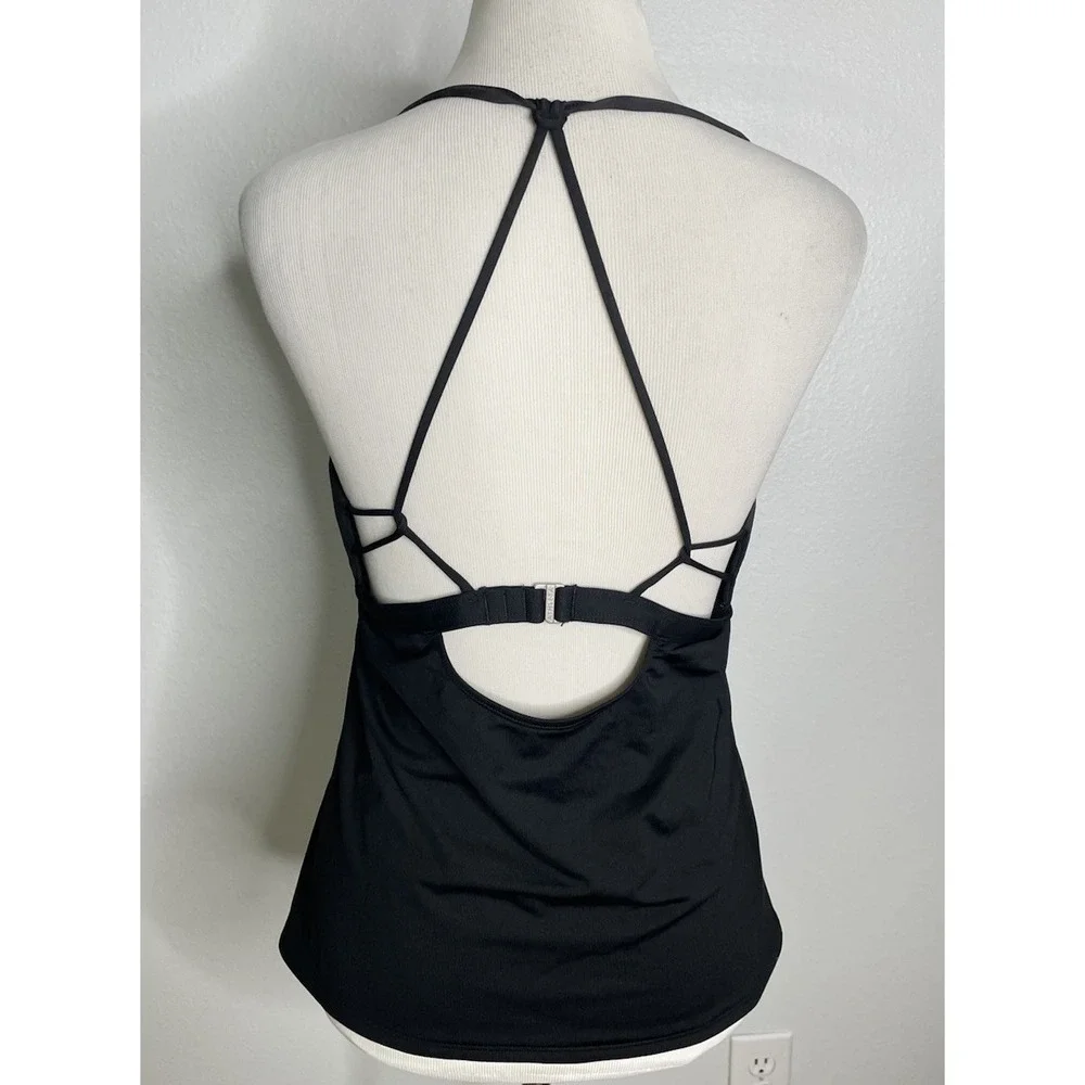 Athleta Black Strappy Tankini Back Detail Swim Top